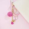 OKAICEN Deep Pink Resin Alphabet Initial Letter Keychain Keyring for Women Purse Handbags With Tassel&Fur Ball Pom('Y') view 4