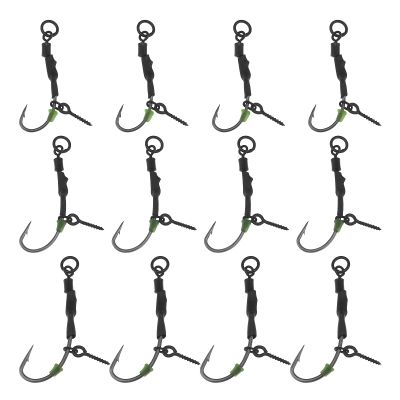 Be In Your Mind 12pcs Screw Swivel Style Fishhook Anti Bottom Fishing Hook Carp Fishing Hook Ronnie Fishing Hook Carbon Steel Carp Fishhook Barb Carp Fishhook