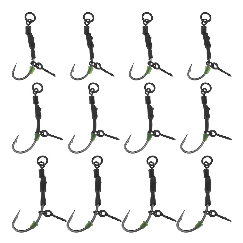 Be In Your Mind 12pcs Screw Swivel Style Fishhook Anti Bottom Fishing Hook Carp Fishing Hook Ronnie Fishing Hook Carbon Steel Carp Fishhook Barb Carp Fishhook