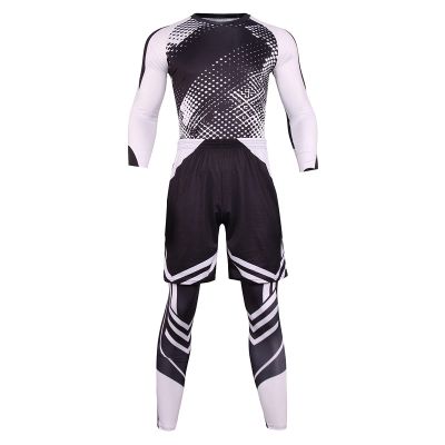 xoxingysm Mens Workout Set Compression Shirt & Shorts Sport Base Layer Suit Quick Dry Moisture-Wicking Valentine Gift White
