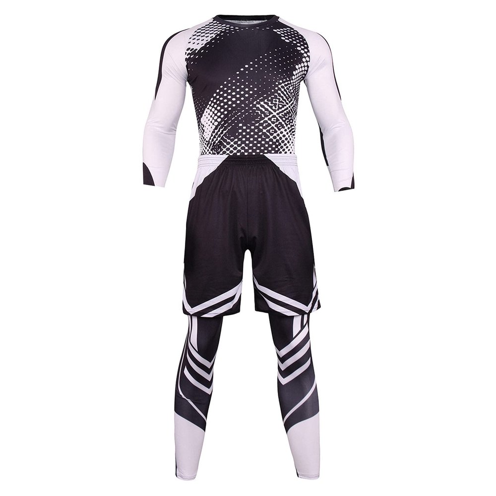 xoxingysm Mens Workout Set Compression Shirt & Shorts Sport Base Layer Suit Quick Dry Moisture-Wicking Valentine Gift White