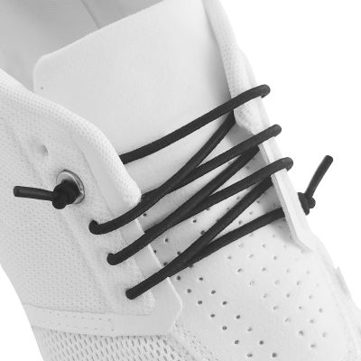 UamGlsob Elastic Speed Laces for Running Shoes, Stretchy Bungee Shoelaces with Silicone Head Replacement Shoe Strings for Tennis Sneakers (Black-02, 22"/55cm)