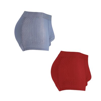 NineFit Basics Ice Silk Breathable Men'S Butt Lift Underwear 2pcs,Men'S Padded Butt Enhancing Underwear Booty Lift Rounderbum Brief (XXL, Blue+Red)