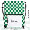 CALACH draw string back bag, Large Gym Sports string backpack for men and women with front zipper pocket(Greencheckered) view 2