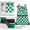 CALACH draw string back bag, Large Gym Sports string backpack for men and women with front zipper pocket(Greencheckered) view 4