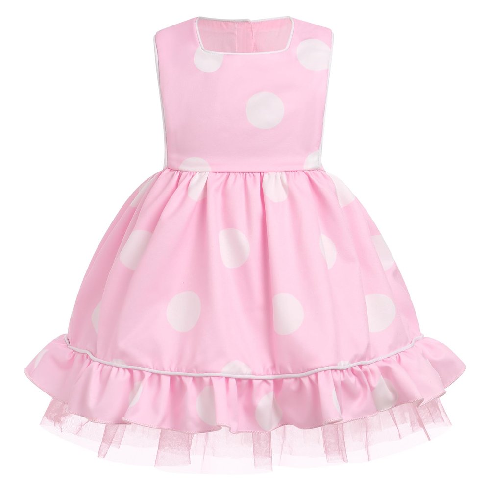 1st Birthday Dress for Baby Girl: Princess Tulle Tutu Dress Toddler Sleeveless Polka Dots Party Pageant Dance Performance Cake Smash Summer Sundress Pink-Polka Dots 4-5 Years