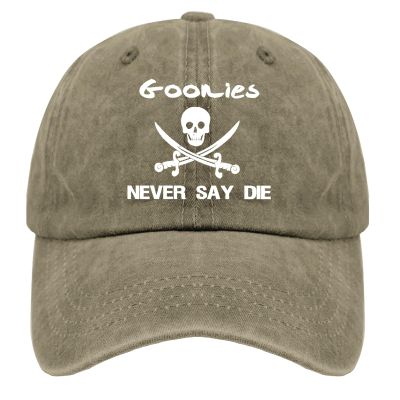ALUDINON Goonies Never Say Die Hats for Womens Baseball Caps Trendy Washed Workout Hat Breathable, Pigment Khaki