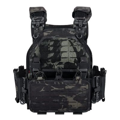 vAv YAKEDA Quick Release Tactical Laser-Cutting Vest Multicam Lightweight Vest (US, Alpha, One Size, Regular, Regular, Black CP)