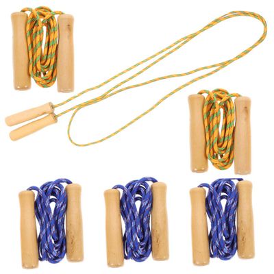 6pcs Exercise Jump Rope Wooden Handle Skipping Rope Wear-resistant for Fitness