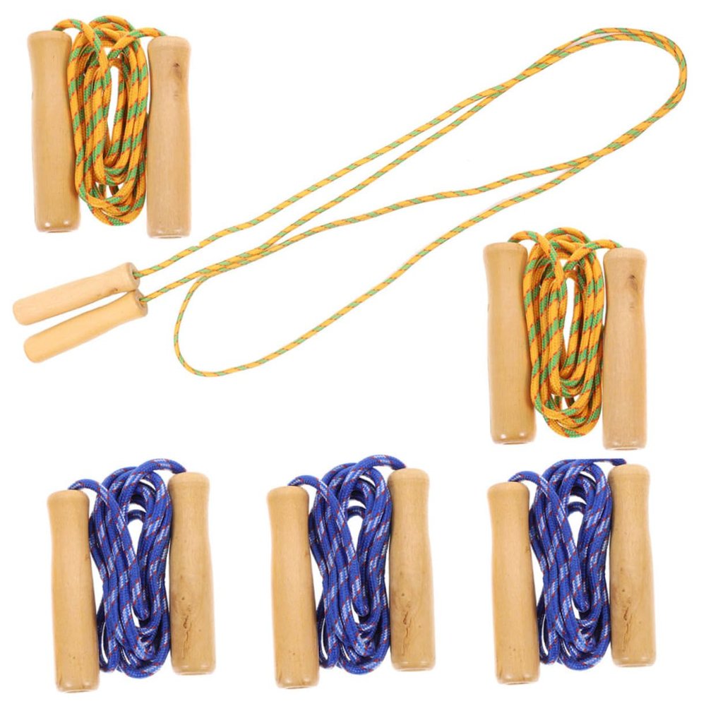 6pcs Exercise Jump Rope Wooden Handle Skipping Rope Wear-resistant for Fitness