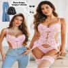 Avidlove Valentines Lingerie Set for Women Push Up Lace Bodysuit Sexy Naughty Exotic Teddy with Panty(Pink,XL) view 3