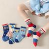 CHUNG Little Big Boys Cotton Socks Toddler Ankle Crew Fashion Casual Cartoon Fun Dino for School Kids,5 Pack,Truck,1-3Y view 2