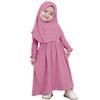 Abayas for Baby Girls Abaya Dubai Turkey Kaftan Prayer Maxi Dress and Full Cover Pom-Poms Hijab Toddler Muslim Long Sleeve Arabian Robe Ramadan Modest Islamic Clothes Clothing Purple Pink 6-12 months view 1