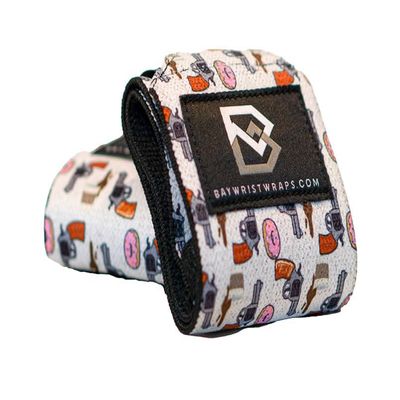 Bay Wrist Wraps Weightlifting Workout Wrist Brace - Adjustable, One Size Fits All - Comfort Wrist Wraps for Weightlifting with Thumb Loop, Lifting Wrist Straps in Wild West donuts - 18-inch Wrist Wrap