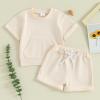 Thorn Tree Toddler Boys Clothes Set Short Sleeve T-shirt Top Elastic Waist Pocket Shorts Solid 2Pcs Outfits view 2