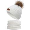 Winter Children's Scar has Two Pieces Set, Plus Ball Baby Knit hat, Warm Wool, Plus and Thick Neck Cover view 1