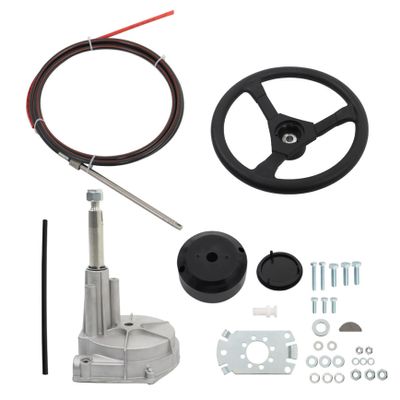 Outboard Steering System 14 Outboard Steering Kit 14 Feet Boat Steering Cable with 12.4 Wheel Marine