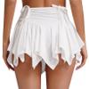 QinCiao Womens Asymmetrical Hem Mini Skirt Ruffle Y2k E-Girl Low Waist Tie-up Skirt for Club Party White Medium view 2