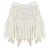 QinCiao Womens Asymmetrical Hem Mini Skirt Ruffle Y2k E-Girl Low Waist Tie-up Skirt for Club Party White Medium view 3