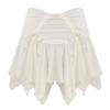 QinCiao Womens Asymmetrical Hem Mini Skirt Ruffle Y2k E-Girl Low Waist Tie-up Skirt for Club Party White Medium view 4