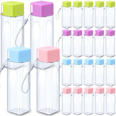 Nuogo 20 Pcs Water Bottles Bulk 17 oz Plastic Sports Water Bottles for Kids Adults Reusable Leak Proof Portable Large Drinking Cups for School Outdoor Gym Travel Fitness(Pink, Blue, Green, Purple)