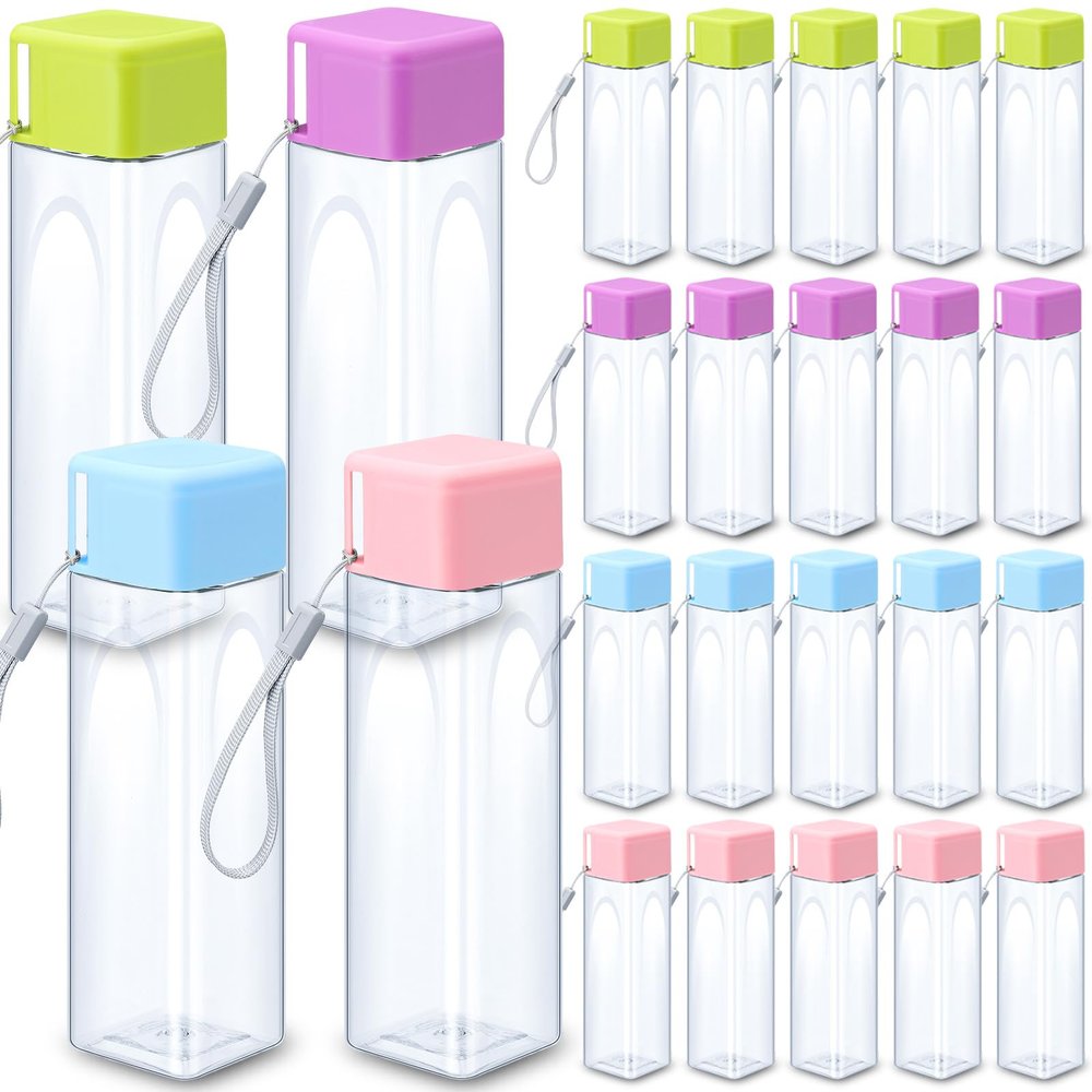 Nuogo 20 Pcs Water Bottles Bulk 17 oz Plastic Sports Water Bottles for Kids Adults Reusable Leak Proof Portable Large Drinking Cups for School Outdoor Gym Travel Fitness(Pink, Blue, Green, Purple)