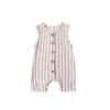 0 to 18M Baby Wedding Clothing Infant Boys Girls Sleeveless Striped Prints Pullover Romper Newborn Jumpsuit Beige view 1
