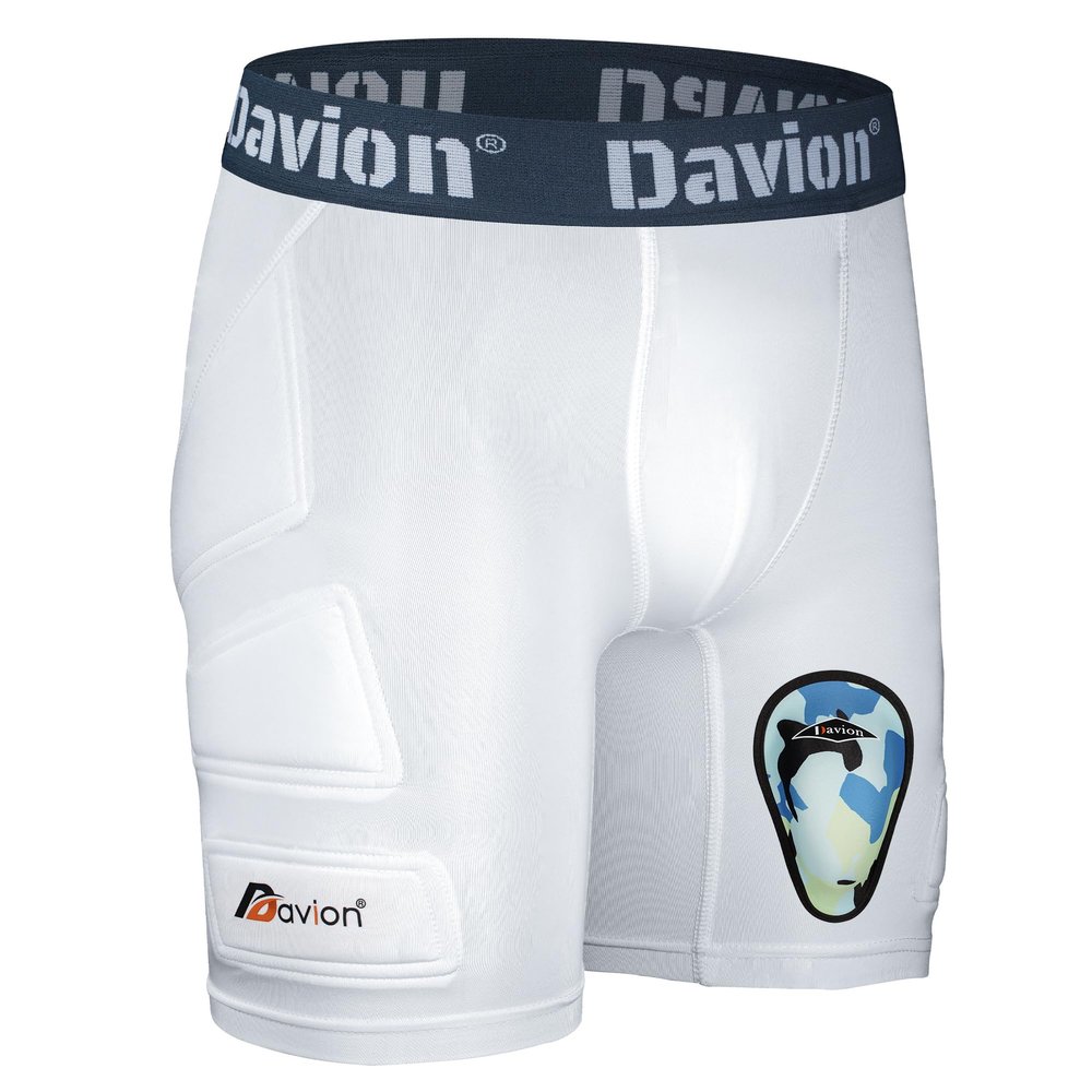 Davion Youth Sliding Padding Shorts with Soft Protective Athletic Cup Boys Briefs Underwear for Football, Baseball, Lacrosse White-XS