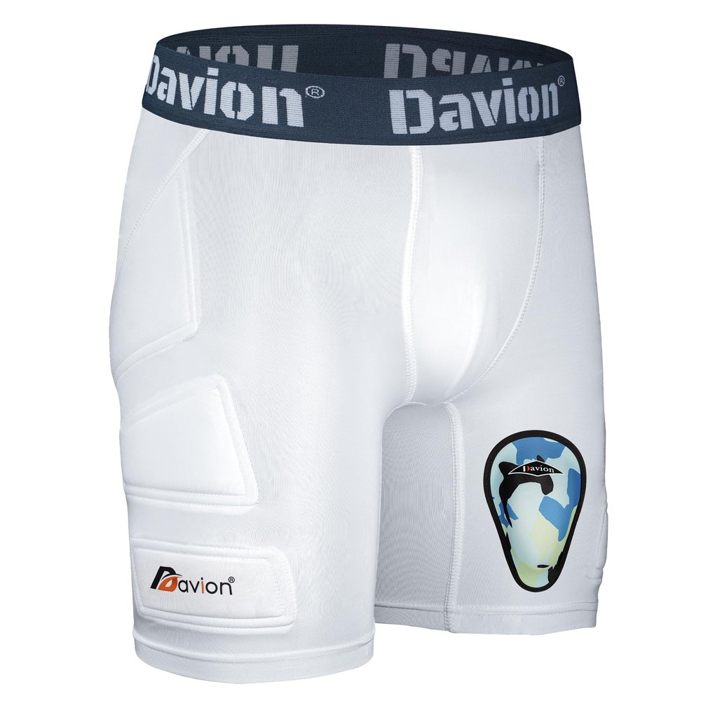 Davion Youth Sliding Padding Shorts with Soft Protective Athletic Cup Boys Briefs Underwear for Football, Baseball, Lacrosse White-L