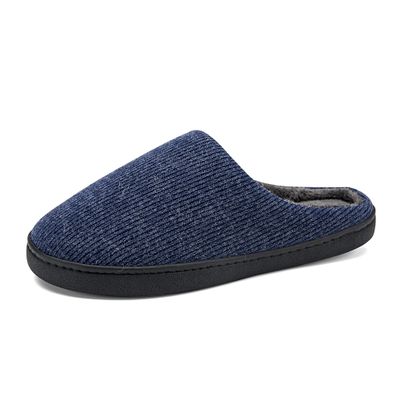 Bestgift Mens Home Shoes Women Indoor Casual Cotton Slippers Women Dark blue 9.5