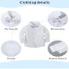 YALLET Boy Clothes Suit, Formal Dress Shirt with Bowtie+Suspender Pants Big Kid Gentleman Wedding Outfits(White Green, 6-7 Years) view 4