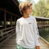 Palmyth Boys Fishing Shirt Youth Long Sleeve T-Shirt UPF 50+ Sun Protection (White/Largemouth Bass, M) view 3