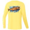 Palmyth Boys Fishing Shirt Youth Long Sleeve T-Shirt UPF 50+ Sun Protection (Yellow/Trout Splash, XL) view 1