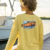 Palmyth Boys Fishing Shirt Youth Long Sleeve T-Shirt UPF 50+ Sun Protection (Yellow/Trout Splash, XL) view 2