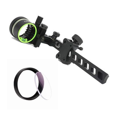Archery Compound Bow Sight Aluminum Alloy 5 Pin 0.019" Fiber Optic Bow Sight Micro-Adjustable Aim Sight with Sight Light and Adapter (Long Pole+4X Lens)