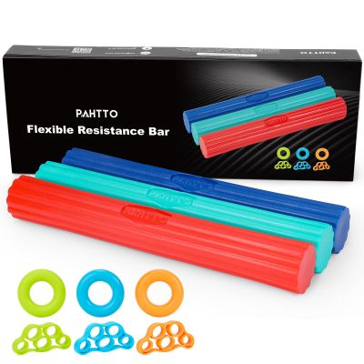 PAHTTO Flexible Resistance Bar for Physical Therapy, Resistance Exercise Twisting Bar for Tennis Elbow, Tendonitis Pain Relief & Grip Strength Trainer, Non-Slip 3 Resistance Levels