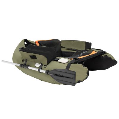 286lbs Inflatable Fishing Boat Lasting Belly Boat,Inflatable Float Tube with Oar|Fish Ruler|Pump|Storage Pockets|Repair Tools|Adjustable Straps|Fin for Fishing Rafting,53.5 * 41.3 * 21in (Green)