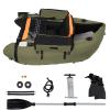 286lbs Inflatable Fishing Boat Lasting Belly Boat,Inflatable Float Tube with Oar|Fish Ruler|Pump|Storage Pockets|Repair Tools|Adjustable Straps|Fin for Fishing Rafting,53.5 * 41.3 * 21in (Green) view 3