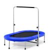 GYMAX Rebounder Trampoline for Adults, 60 Foldable Mini Kids Trampoline Indoor with 5-Level Height Adjustable Handle & Non-Slip Pads, Easy Assembly for Fitness Workout, Max Load 330lbs (Blue) view 1