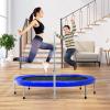 GYMAX Rebounder Trampoline for Adults, 60 Foldable Mini Kids Trampoline Indoor with 5-Level Height Adjustable Handle & Non-Slip Pads, Easy Assembly for Fitness Workout, Max Load 330lbs (Blue) view 2