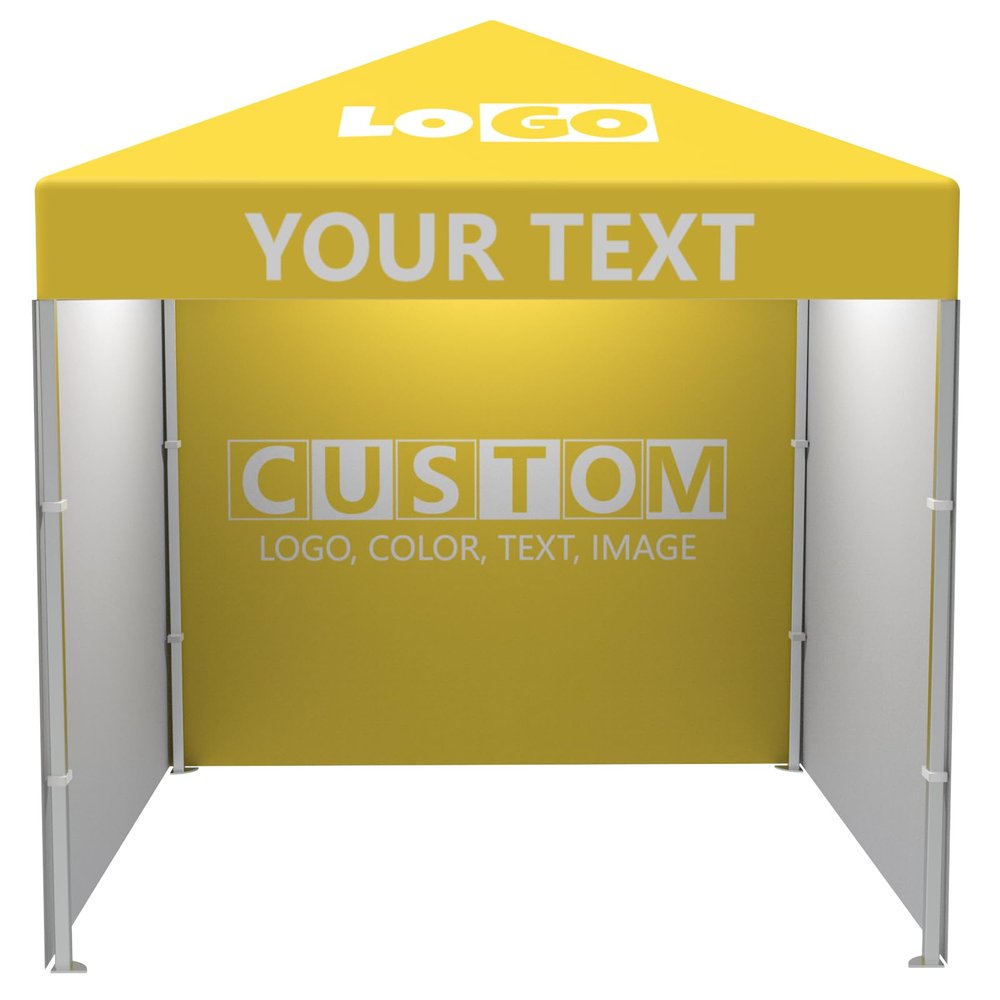 LANTENTSUN 10x10FT/3x3M Custom Pop Up Canopy Tent, Outdoor Canopy with Removable Sidewalls and Wheeled Bag, Instant Portable Shelter, for Parties Commercial Trade Show Display