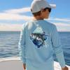 Palmyth Boys Fishing Shirt Youth Long Sleeve T-Shirt UPF 50+ Sun Protection (Ice Blue/Cowboy Master, M) view 2
