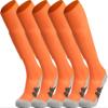 APTESOL Youth Soccer Socks Knee High Team Sport Cushion Sock Women Men Long Tube Cotton Athletic Compression Socks (5-Pair Orange-A,Large) view 1