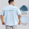 Haimont Men's Sun Protection Shirts Fishing Travel Work Short Sleeve Button Down Shirts for Men with Pockets Waterfall Blue M view 3