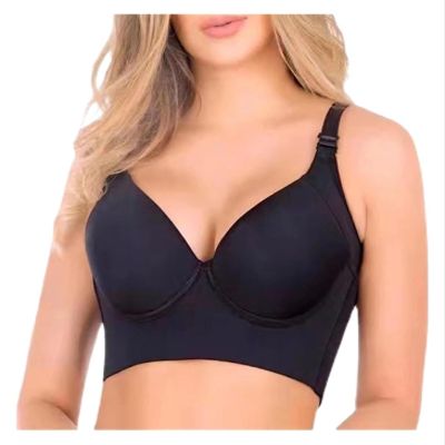 MiZuH Woobilly Deep Cup Bra Hide Back Fat with Shapewear Incorporated, Full Back Coverage Bras, Filifit Sculpting Uplift Bra (Color : Black, Size : 40A)