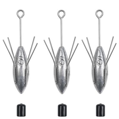 Sputnik Sinkers Surf Fishing Weight, 3pcs Saltwater Fishing Sinkers and Weights with Long Tail 3oz-7oz Pyramid Spider Sinker for Catfish Beach Ocean Sand, 5oz
