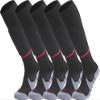 APTESOL Youth Soccer Socks Boys Girls Women Knee High Team Sport Cushion Sock Kids Long Tube Cotton Athletic Compression Socks (5-Pair Black-B,Small) view 1