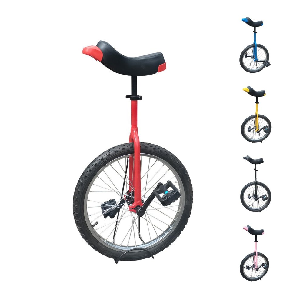 TCUDCKI Unicycle for Adults Adjustable Seat with Unicycle Stand for Fun Fitness Exercises Balance Training Circus Performances (RED, 12")