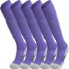 APTESOL Youth Soccer Socks Knee High Team Sport Cushion Sock Women Men Long Tube Cotton Athletic Compression Socks (5-Pair Purple-A,Large) view 1