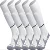APTESOL Youth Soccer Socks Knee High Team Sport Cushion Sock Women Men Long Tube Cotton Athletic Compression Socks (5-Pair White-B,X-Small) view 1